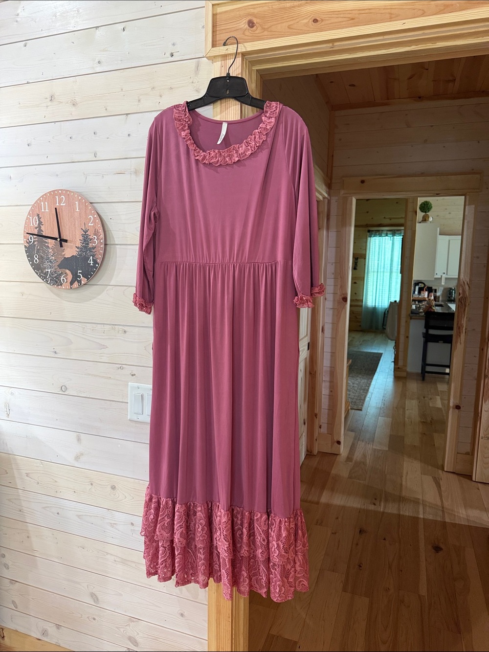 Celeste Rose Pink Long Sleeve Ruffle Hem Dress